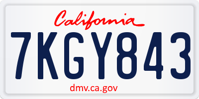 CA license plate 7KGY843