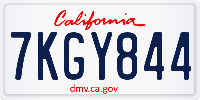 CA license plate 7KGY844
