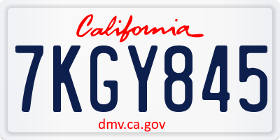 CA license plate 7KGY845