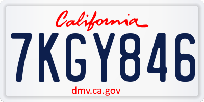 CA license plate 7KGY846
