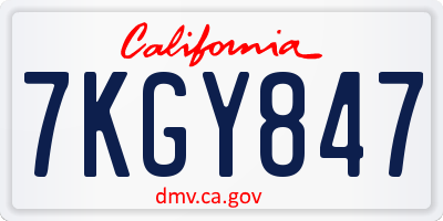 CA license plate 7KGY847