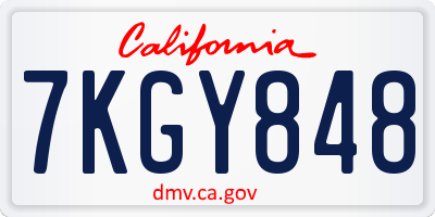 CA license plate 7KGY848