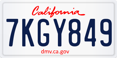 CA license plate 7KGY849