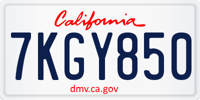 CA license plate 7KGY850