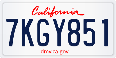 CA license plate 7KGY851