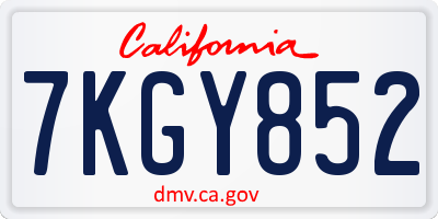 CA license plate 7KGY852