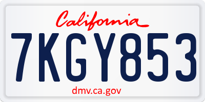 CA license plate 7KGY853