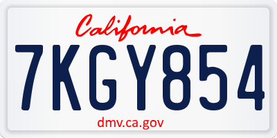 CA license plate 7KGY854