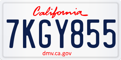 CA license plate 7KGY855