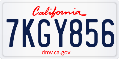 CA license plate 7KGY856