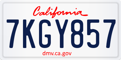 CA license plate 7KGY857