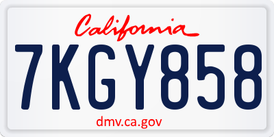 CA license plate 7KGY858