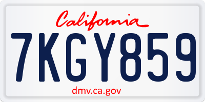 CA license plate 7KGY859