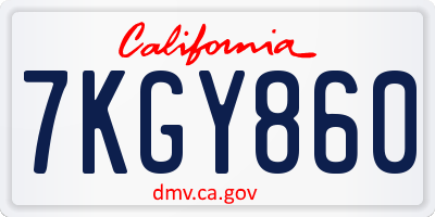 CA license plate 7KGY860