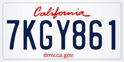 CA license plate 7KGY861