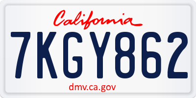 CA license plate 7KGY862