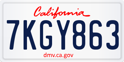 CA license plate 7KGY863