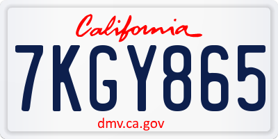 CA license plate 7KGY865