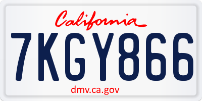 CA license plate 7KGY866