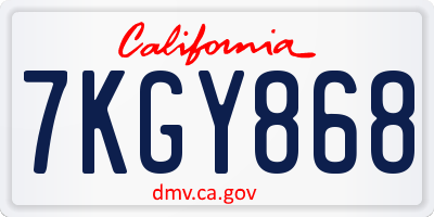 CA license plate 7KGY868