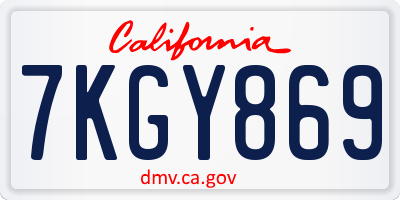 CA license plate 7KGY869