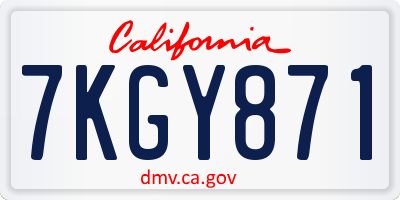 CA license plate 7KGY871
