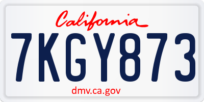 CA license plate 7KGY873