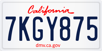 CA license plate 7KGY875
