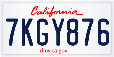 CA license plate 7KGY876