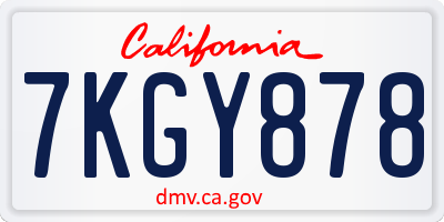 CA license plate 7KGY878