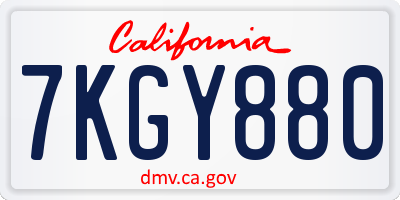 CA license plate 7KGY880