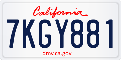 CA license plate 7KGY881