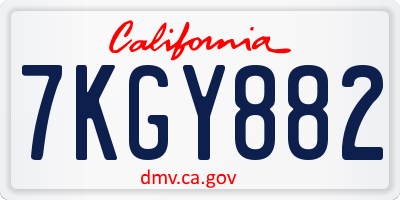CA license plate 7KGY882