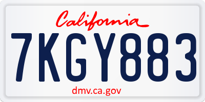 CA license plate 7KGY883