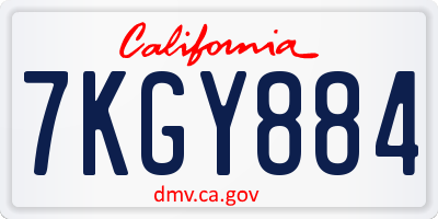 CA license plate 7KGY884