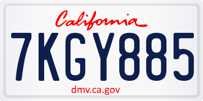 CA license plate 7KGY885