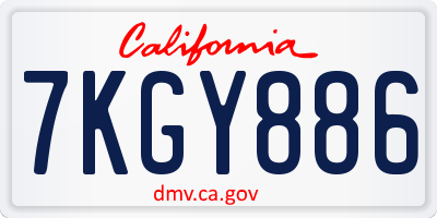 CA license plate 7KGY886