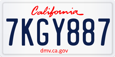 CA license plate 7KGY887