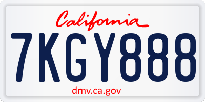 CA license plate 7KGY888