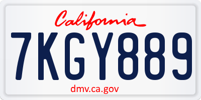 CA license plate 7KGY889