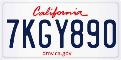 CA license plate 7KGY890