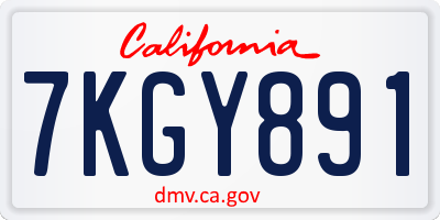 CA license plate 7KGY891