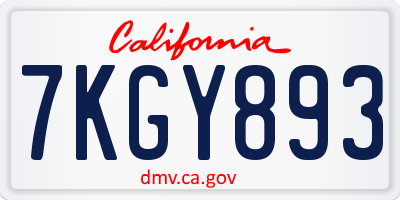 CA license plate 7KGY893