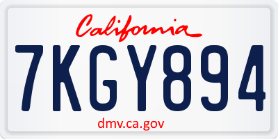 CA license plate 7KGY894