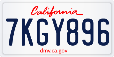 CA license plate 7KGY896