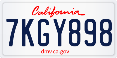 CA license plate 7KGY898