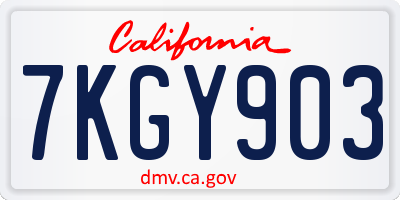 CA license plate 7KGY903
