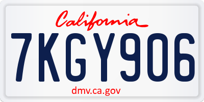 CA license plate 7KGY906