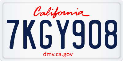 CA license plate 7KGY908