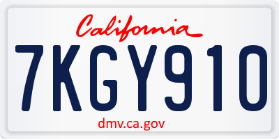 CA license plate 7KGY910
